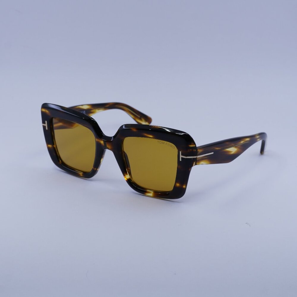 Tom Ford FT1157 52E Esme Sunglasses Dark Havana Square Frame, Brown Lenses